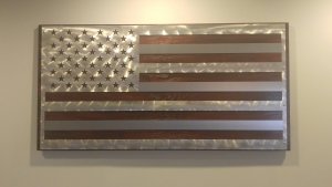 American Flag 48''x36'' Aluminum over Oak